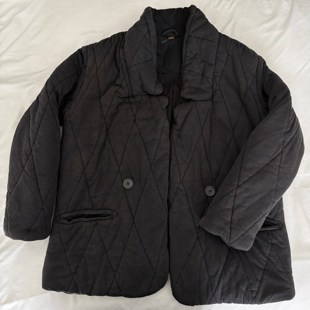 Free People Tawny Black Quilted Puffer Jacket
